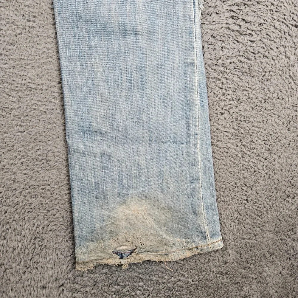 Marlow Womens Low Rise Bootcut Jeans Light Wash Distressed Patchwork 30x33‎
